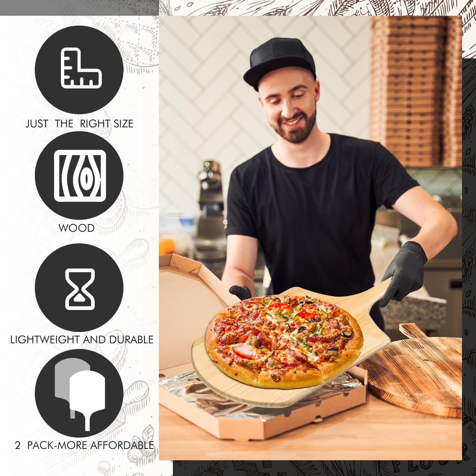 Bokon pala pizza madera recubierta con aceite facilita limpieza y durabilidad