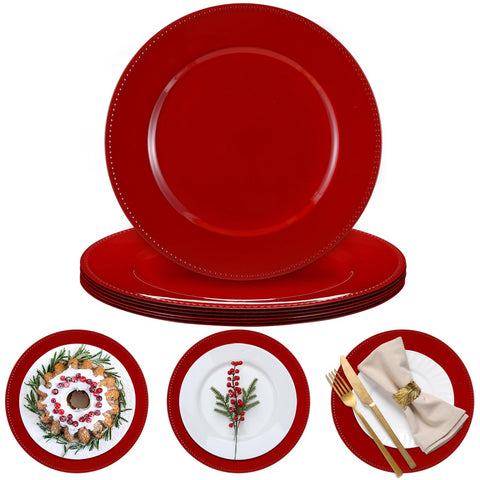 Bokon plato cargador navidad 13 pulgadas con aro de cuentas para mesa elegante