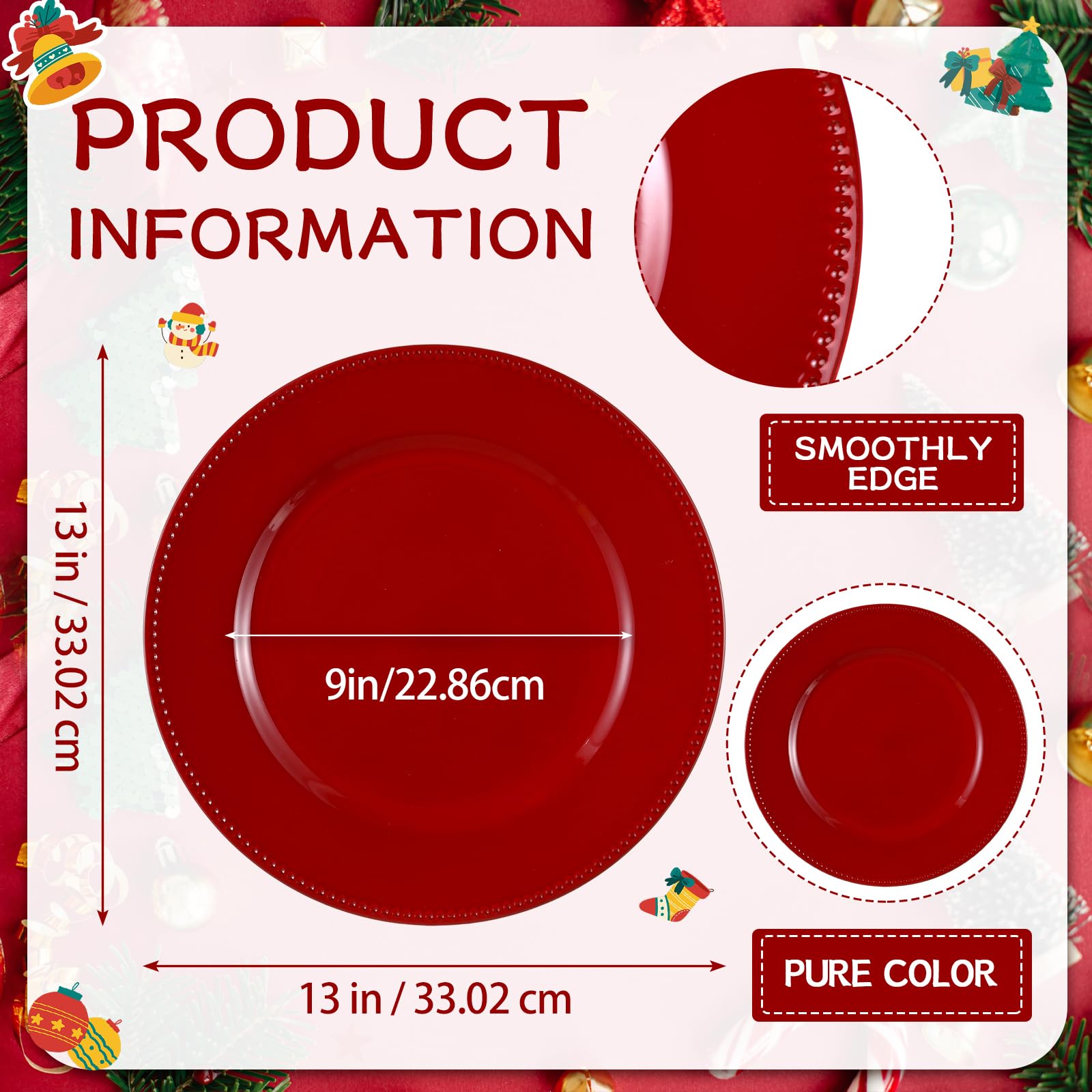 Bokon cargador navidad rojo brillo plástico resistente para eventos