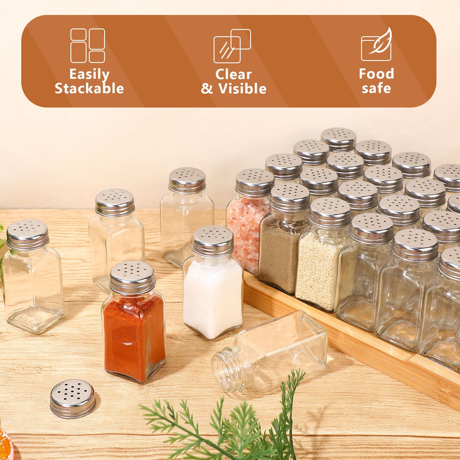 Bokon salero de vidrio con tapa perforada de acero inoxidable anti óxido