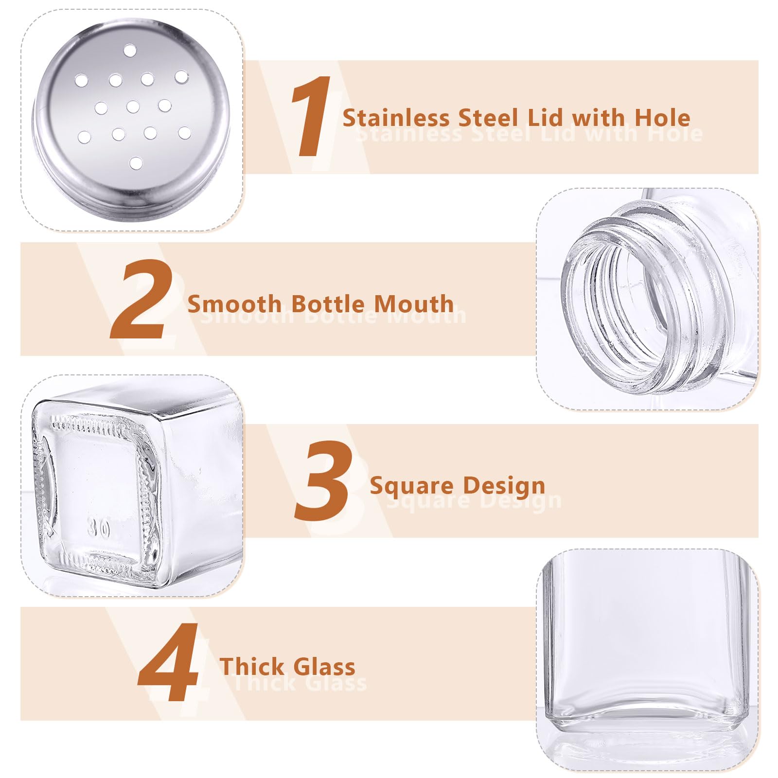 Bokon salero de vidrio con tapa de acero inoxidable, duradero y fácil de usar