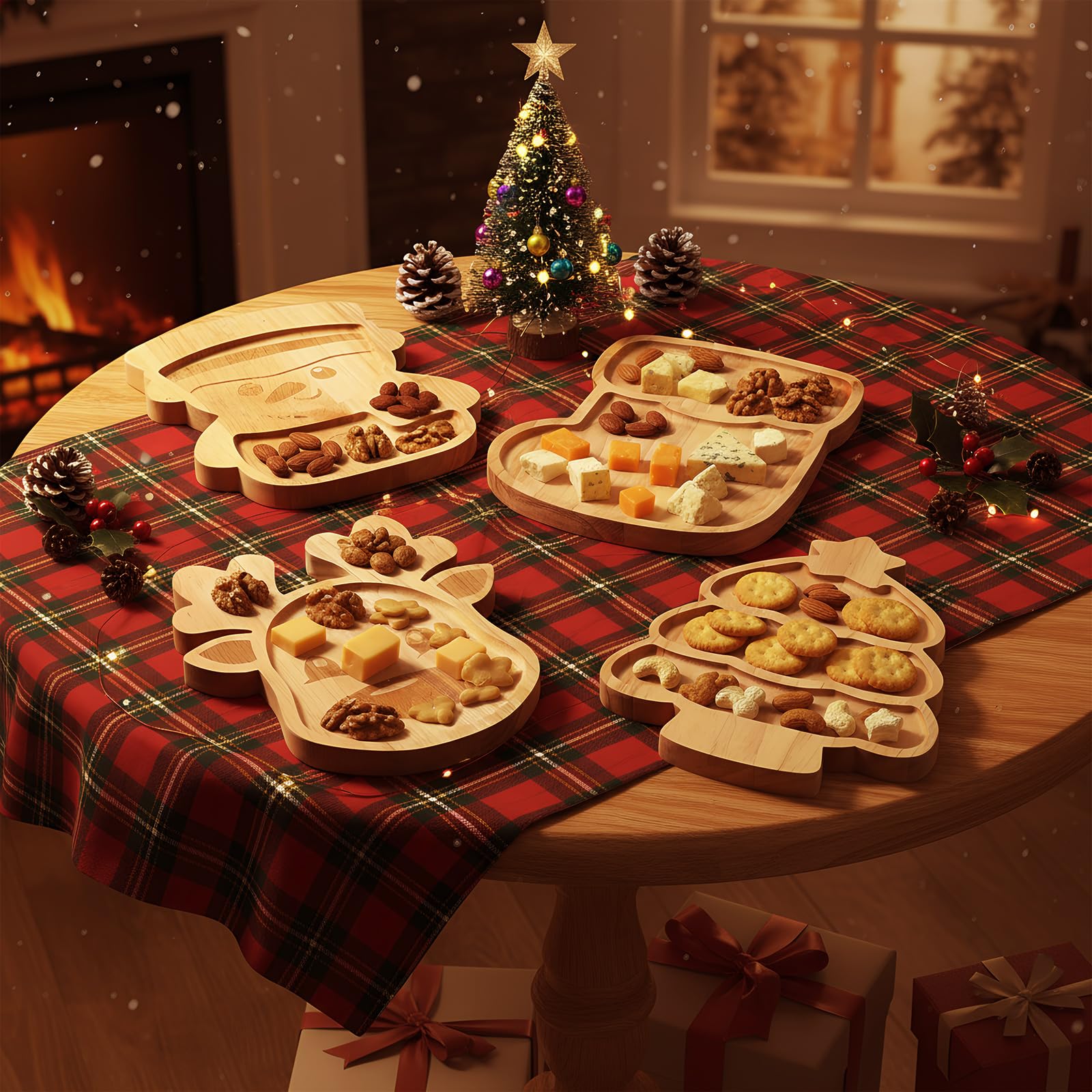 Tablero Bokon árbol de Navidad: decoración y servicio para frutas y quesos