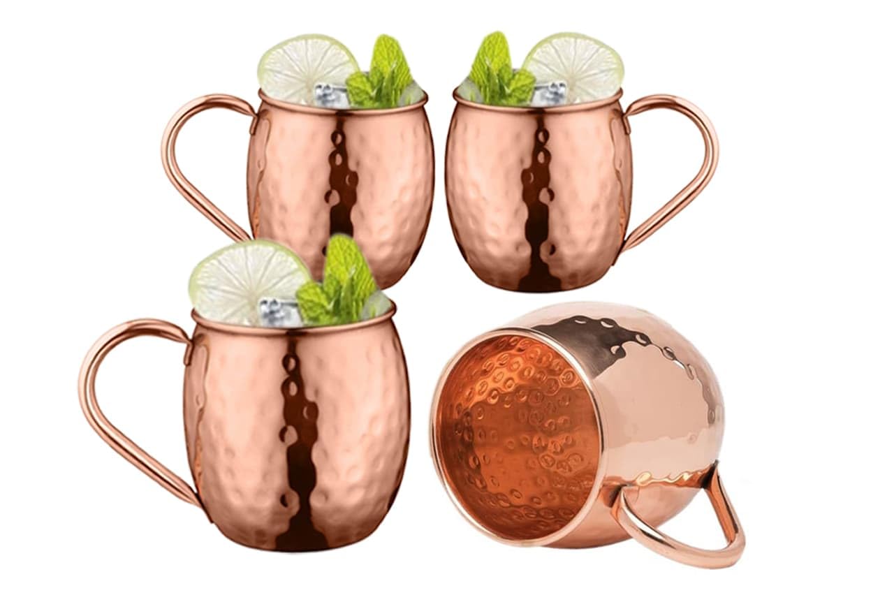 Vasos Bold & Divine de cobre Moscow Mule, 16 oz, juego de 4 para bebidas frías y refrescantes.