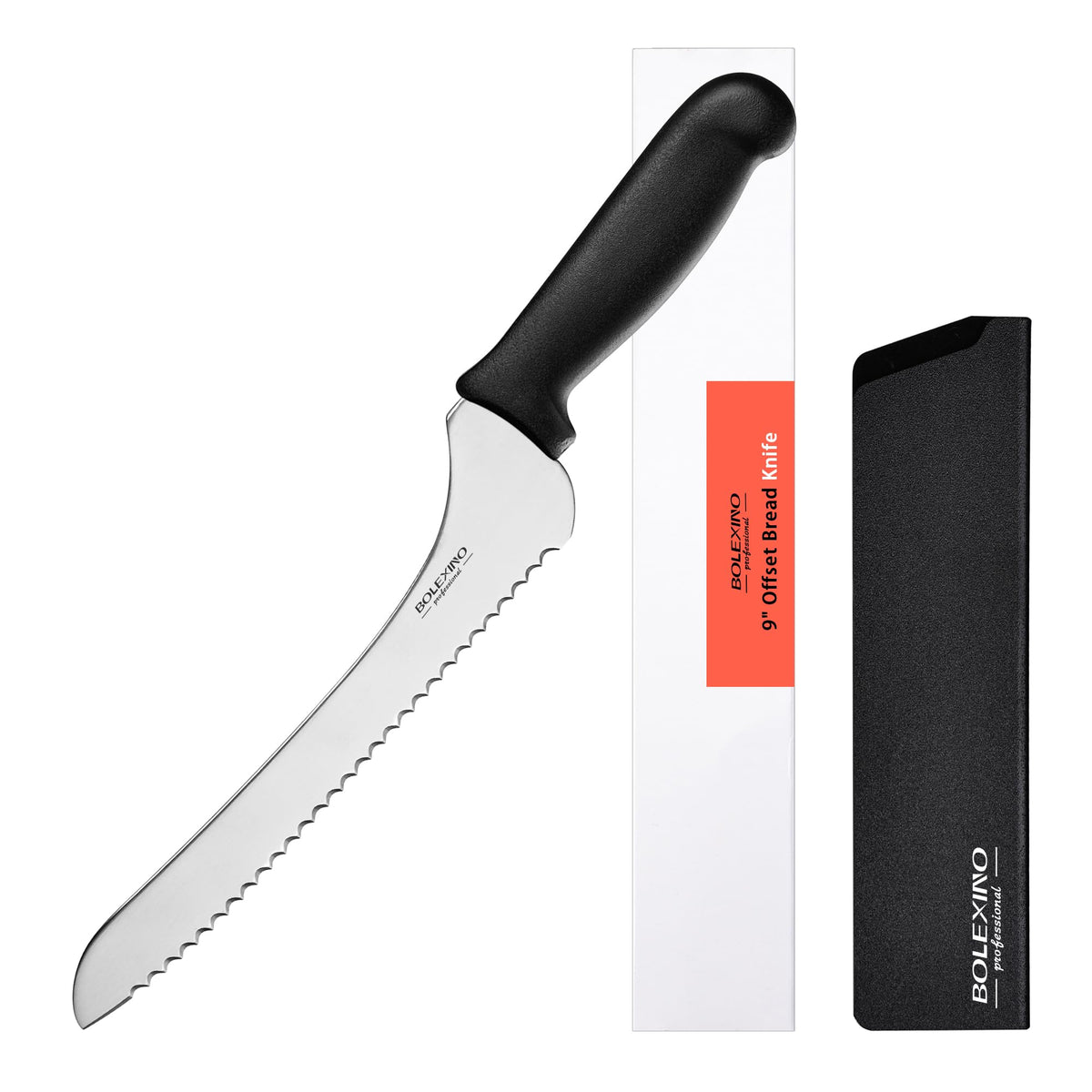 BOLEXINO cuchillo pan offset 9 pulgadas, filo serrado para pan crujiente