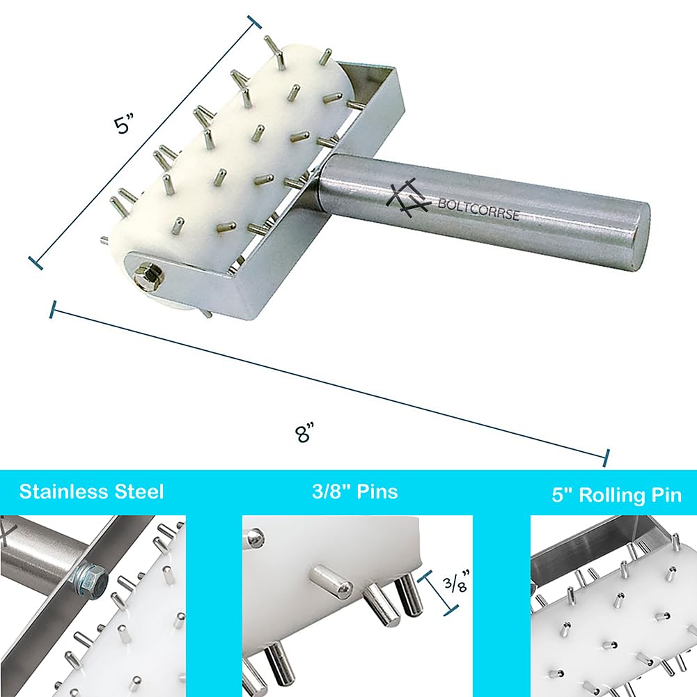 Rodillo perforador de BOLTCORRSE, acero inoxidable, para pizza crujiente.