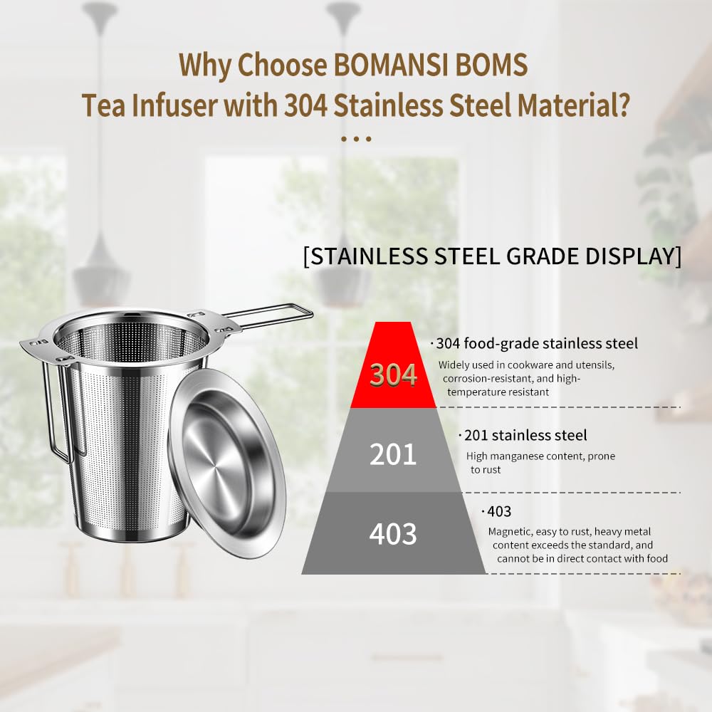 BOMANSI BOMS infusor te con malla ultra fina para sedimentos mínimos.