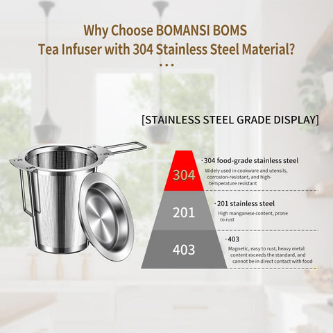 BOMANSI BOMS infusor te con malla ultra fina para sedimentos mínimos.