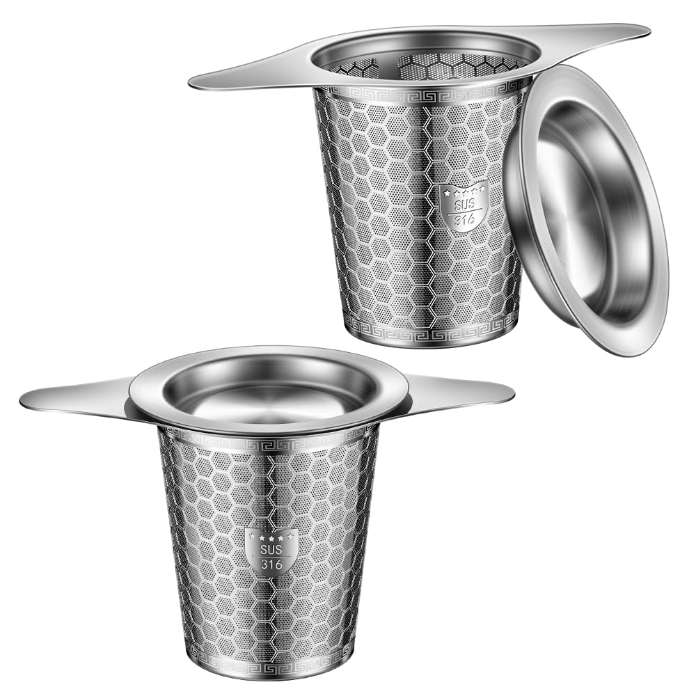 BOMANSI BOMS infusor de té para hojas sueltas con mango doble, ideal para tazas grandes