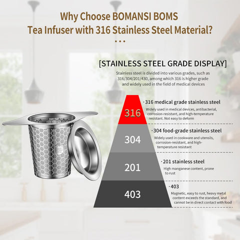 BOMANSI BOMS infusor con malla ultra fina evita residuos en la taza