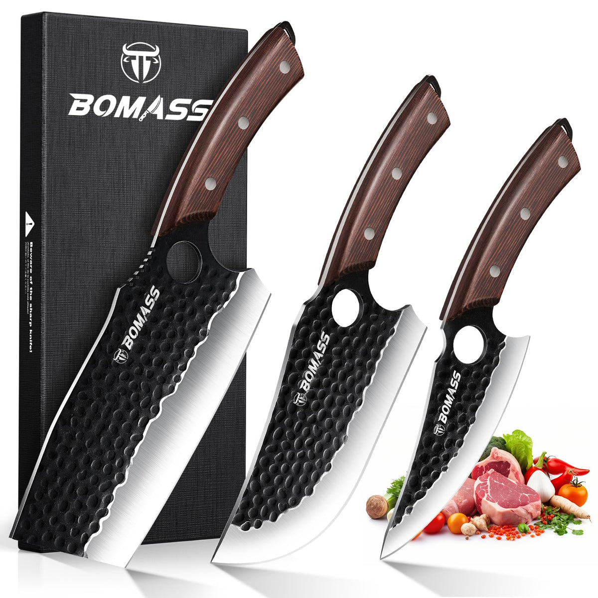 BOMASS cuchillo vikingo de 6.1 pulgadas con filo preciso para verduras y cortes finos