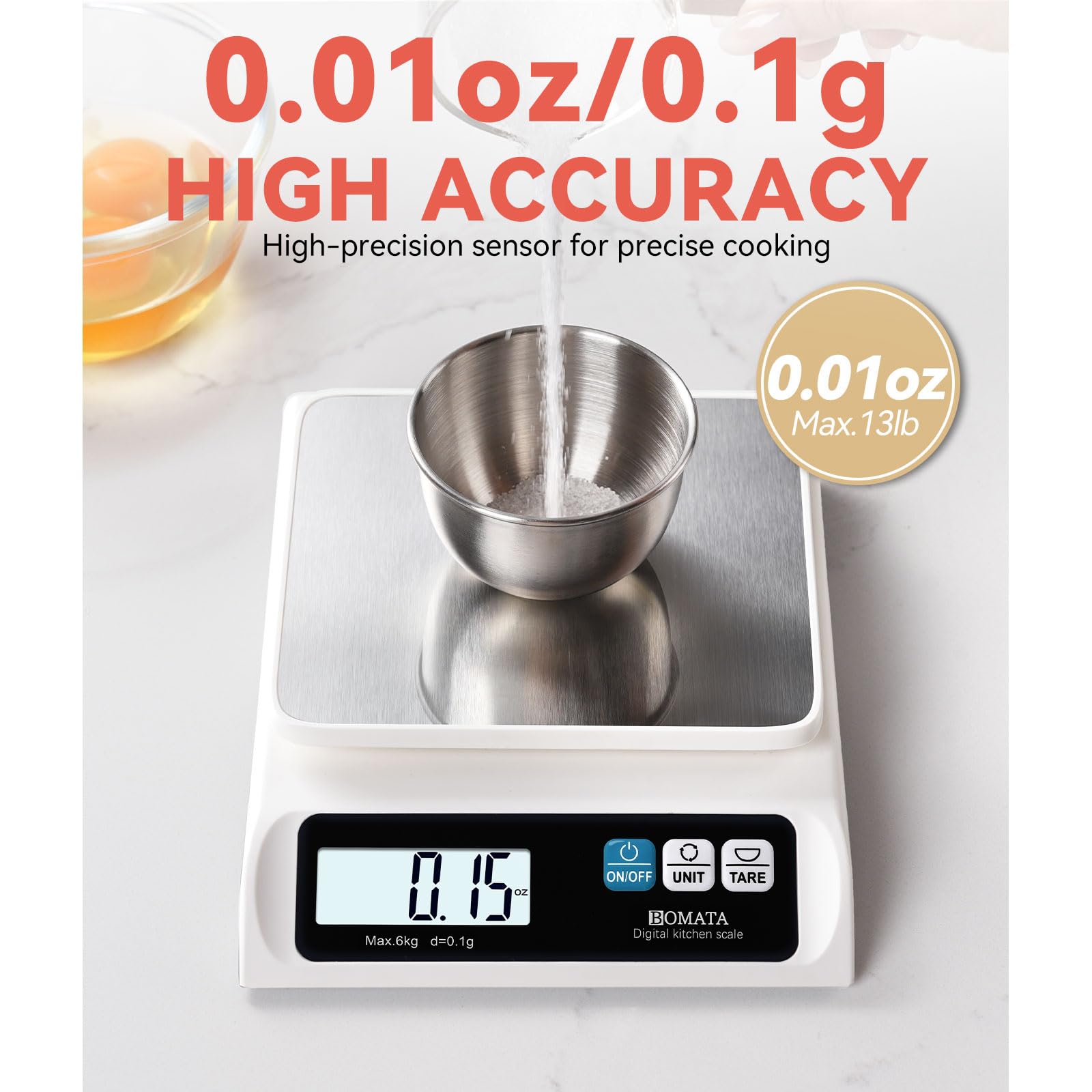 BOMATA balanza precisión 0.1 g, ideal para levaduras y especias