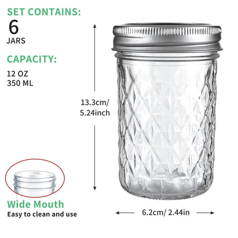 Frascos BOMEX Mason vidrio claro 12oz para ver el contenido