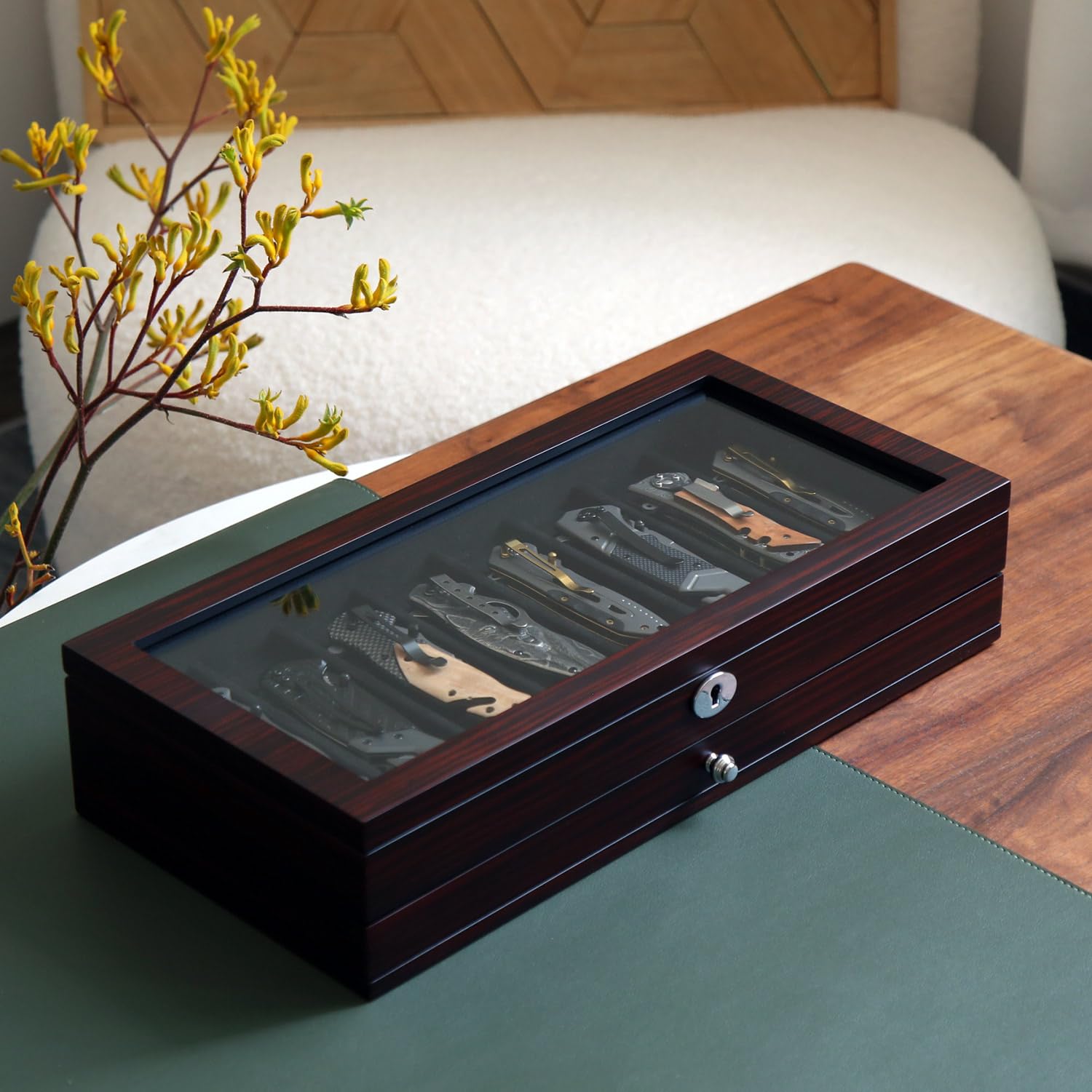 Bonaking caja cuchillos: forro de seda joya que protege y realza la experiencia.