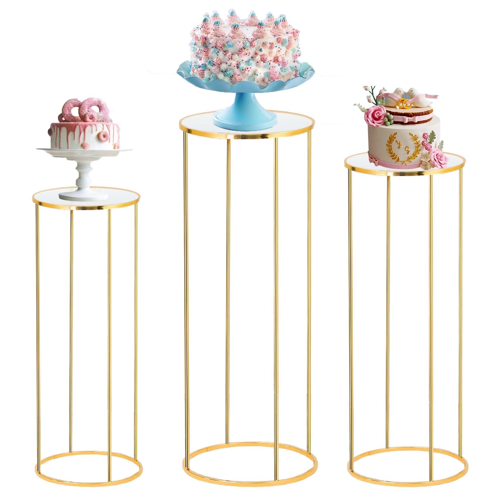 Bonastella cilíndro fiesta pedestal de metal para torta, estable y elegante.