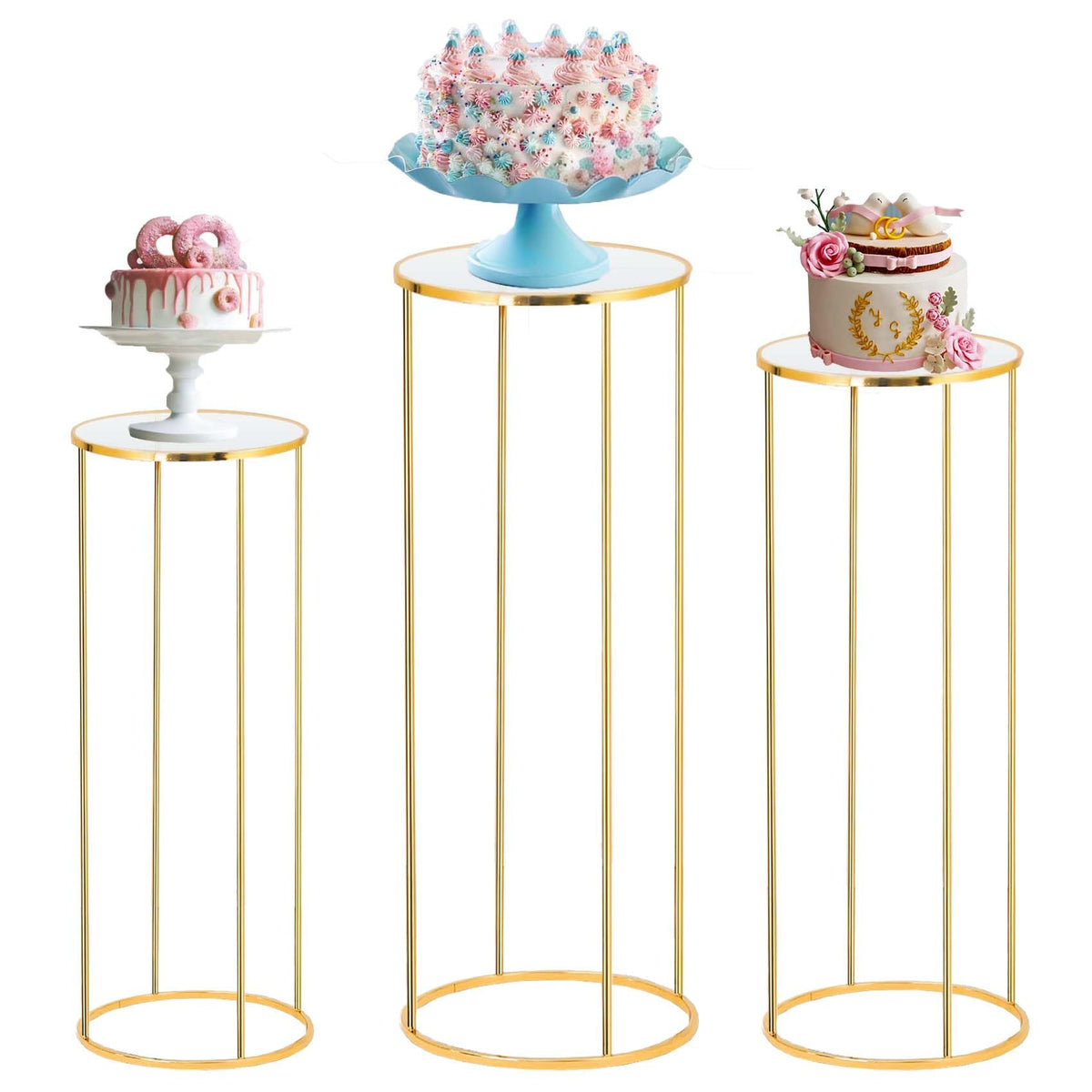Bonastella cilíndro fiesta pedestal de metal para torta, estable y elegante.