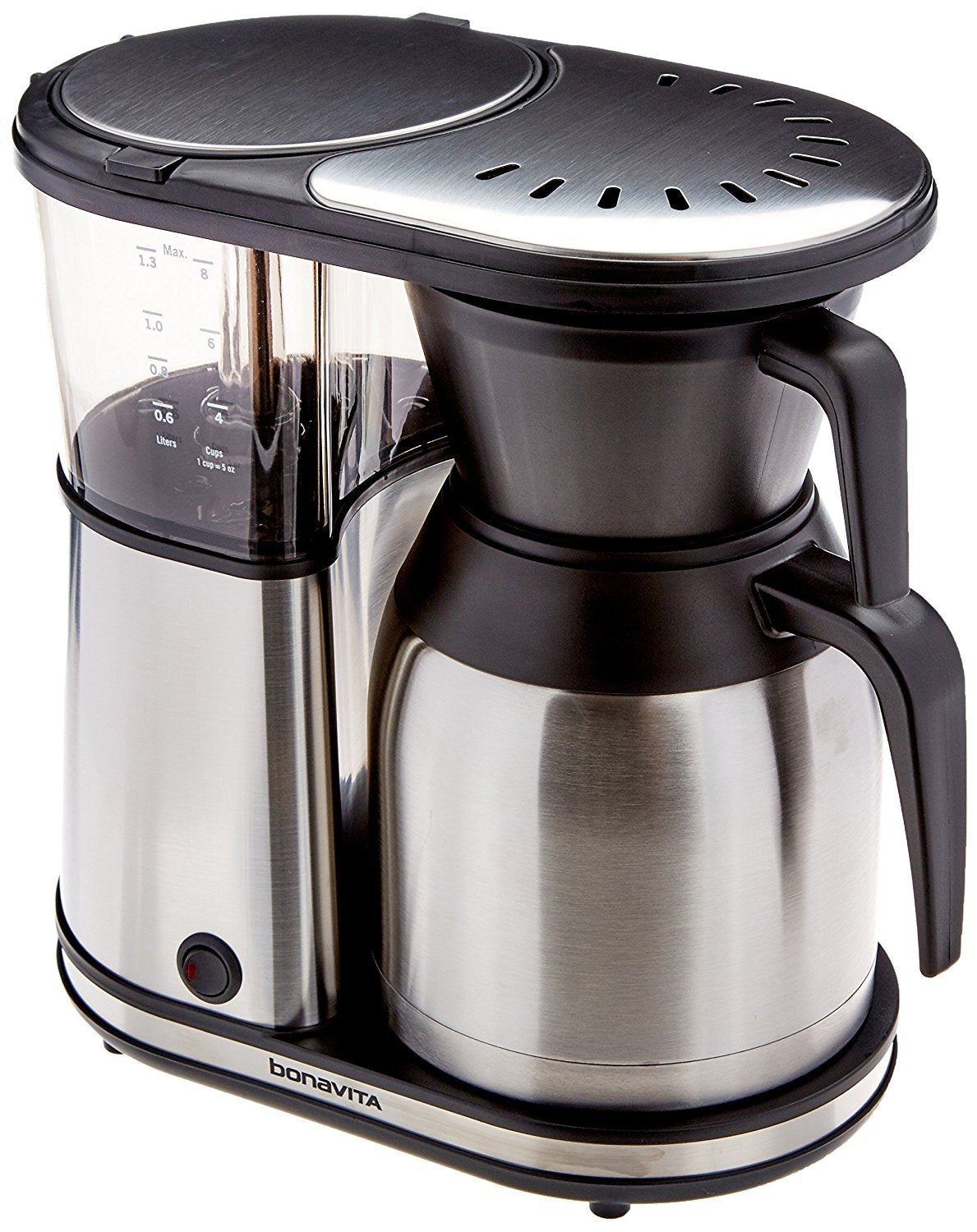 Bonavita 8-tazas cafetera, vista frontal para una preparación rápida
