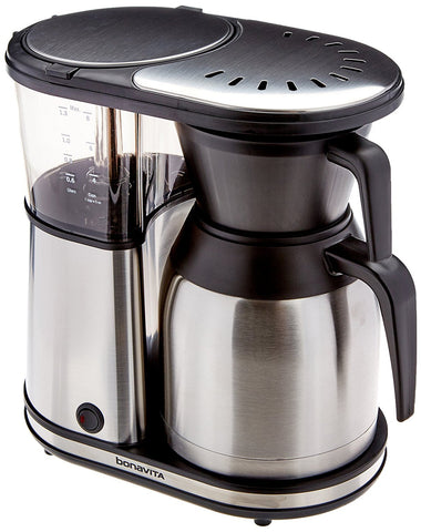 Bonavita 8-tazas cafetera, vista frontal para una preparación rápida