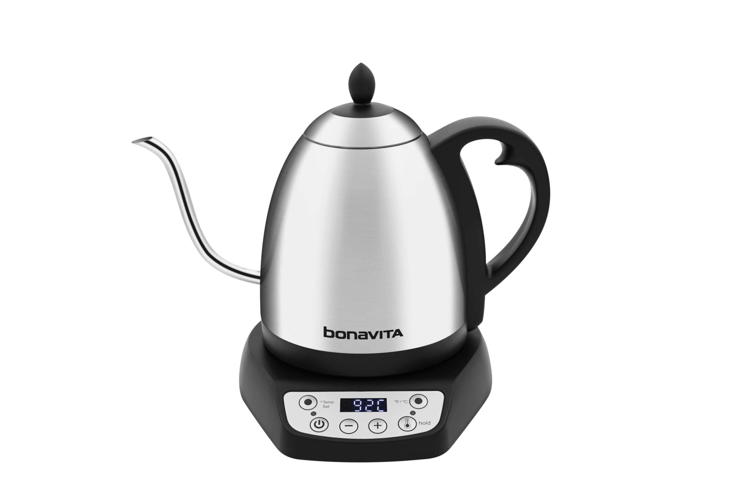 Tetera Bonavita con cuello de cisne y temperatura digital para café y té.