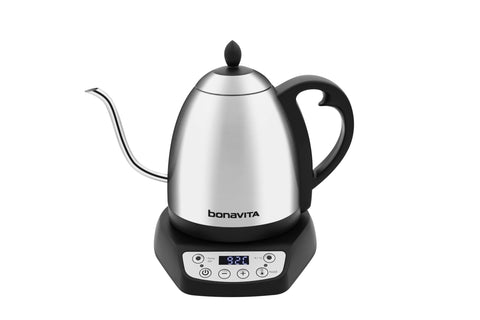 Tetera Bonavita con cuello de cisne y temperatura digital para café y té.