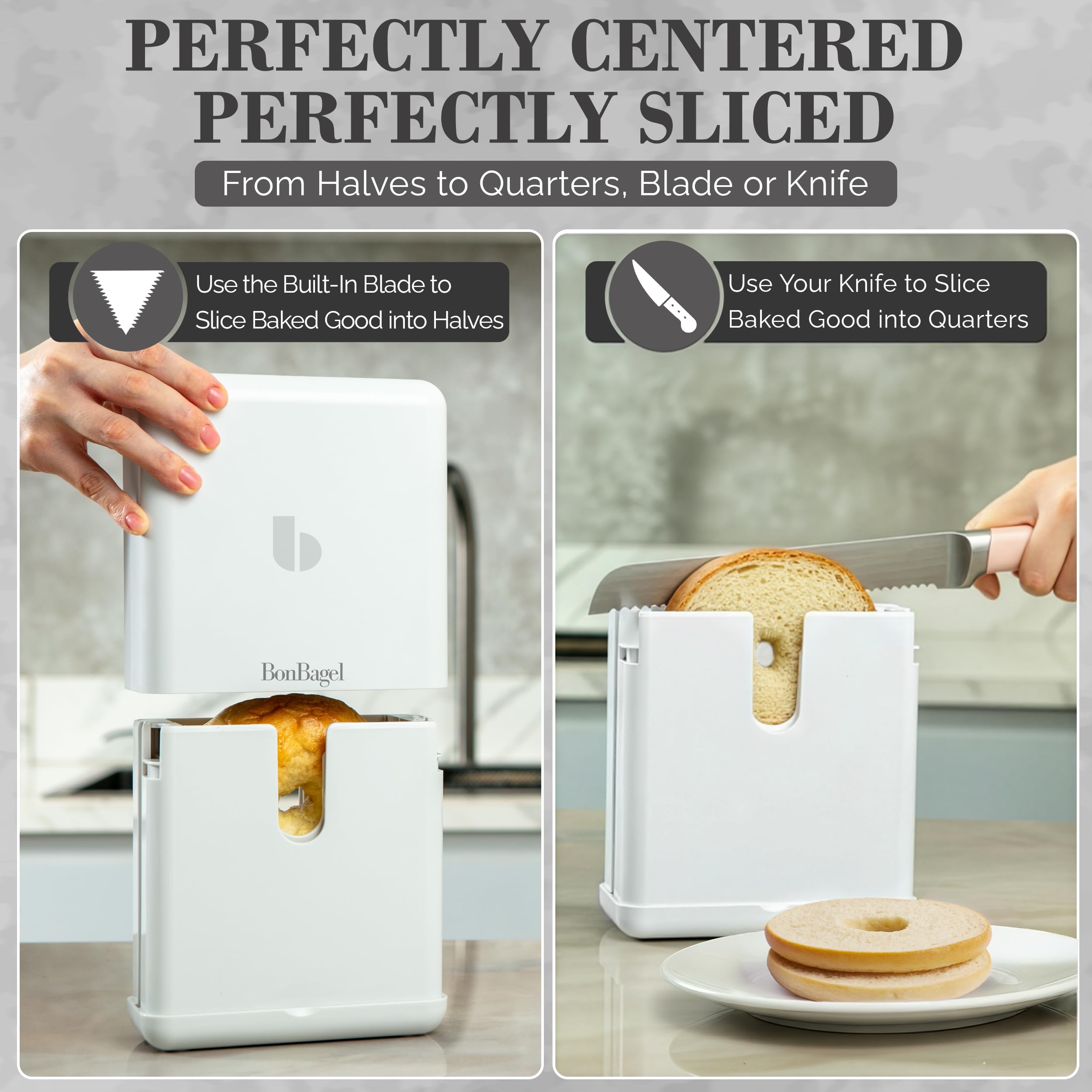 BonBagel portacentrado automático: centro perfecto para piezas uniformes.