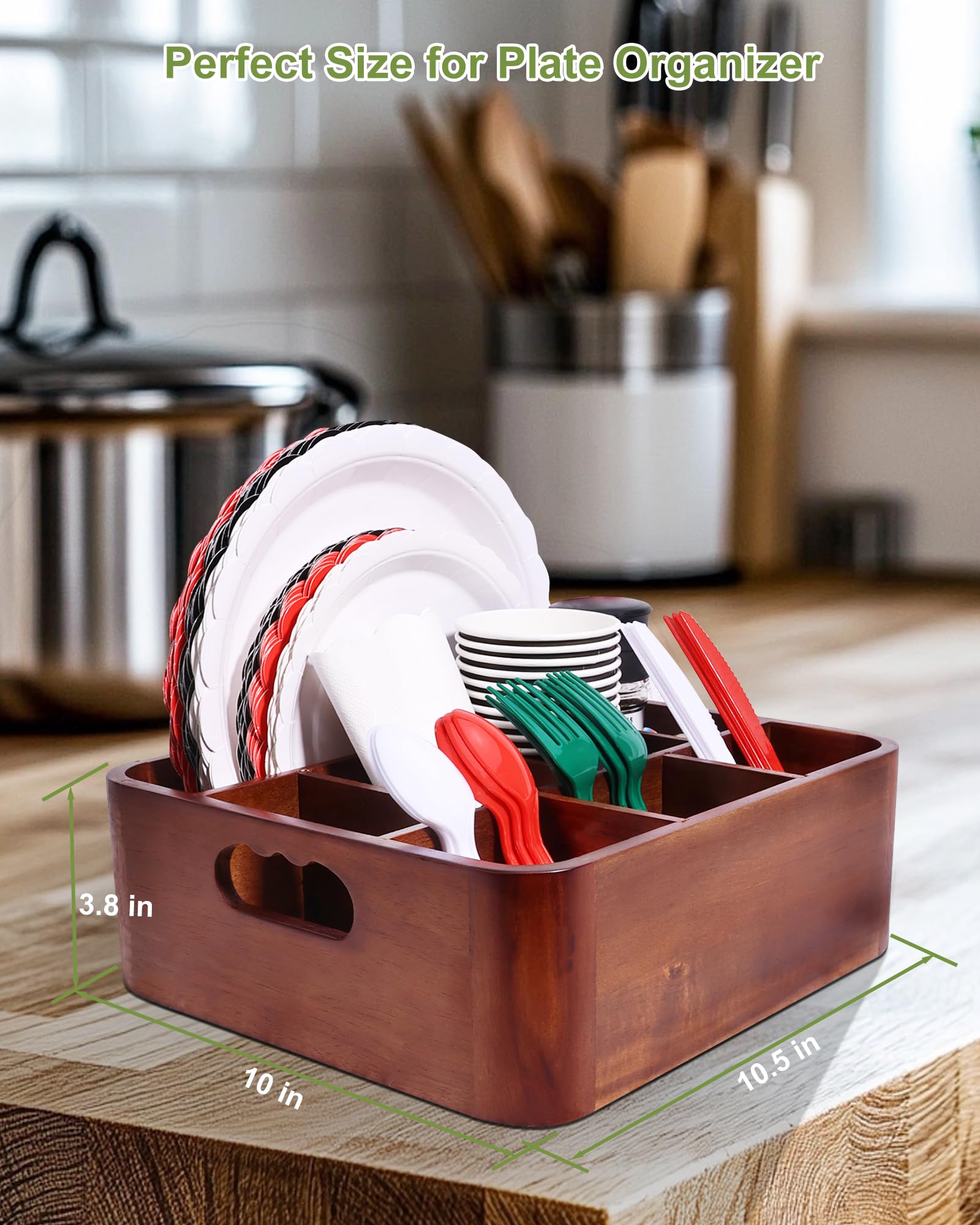 8 compartimentos para cubiertos y accesorios, mantiene la mesa ordenada.