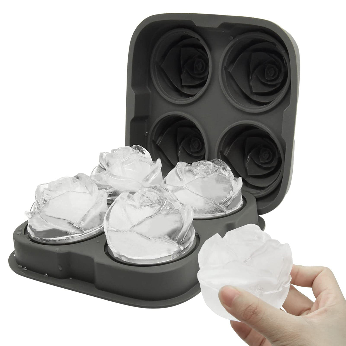 Moldes Bongpuda rosa 3D para hielo, añade elegancia a cócteles.