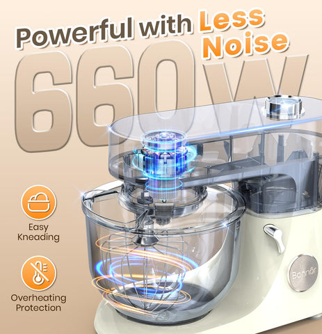 Bonnor batidora 6qt motor de 660W para masas pesadas sin esfuerzo.