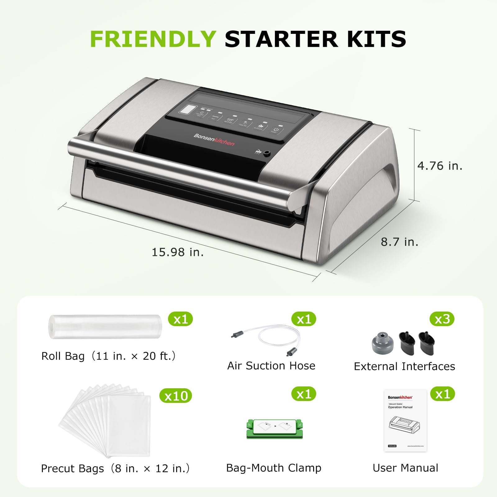 Bonsenkitchen banda calefactora de 3.3 mm ofrece sellos fuertes