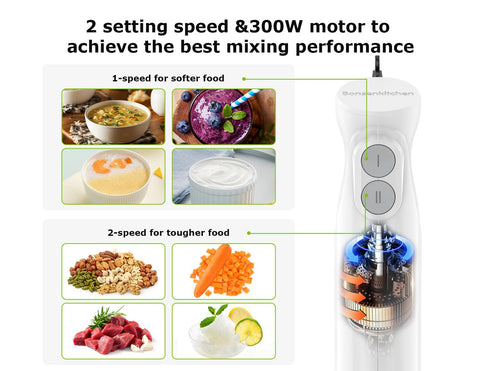 Bonsenkitchen batidora 300W para purés y salsas rápidas