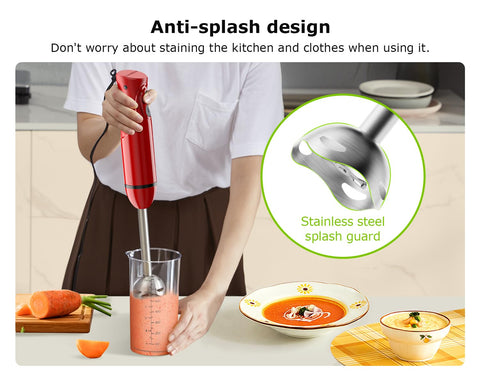Bonsenkitchen batidora de mano con hojas de acero inoxidable para precisión.