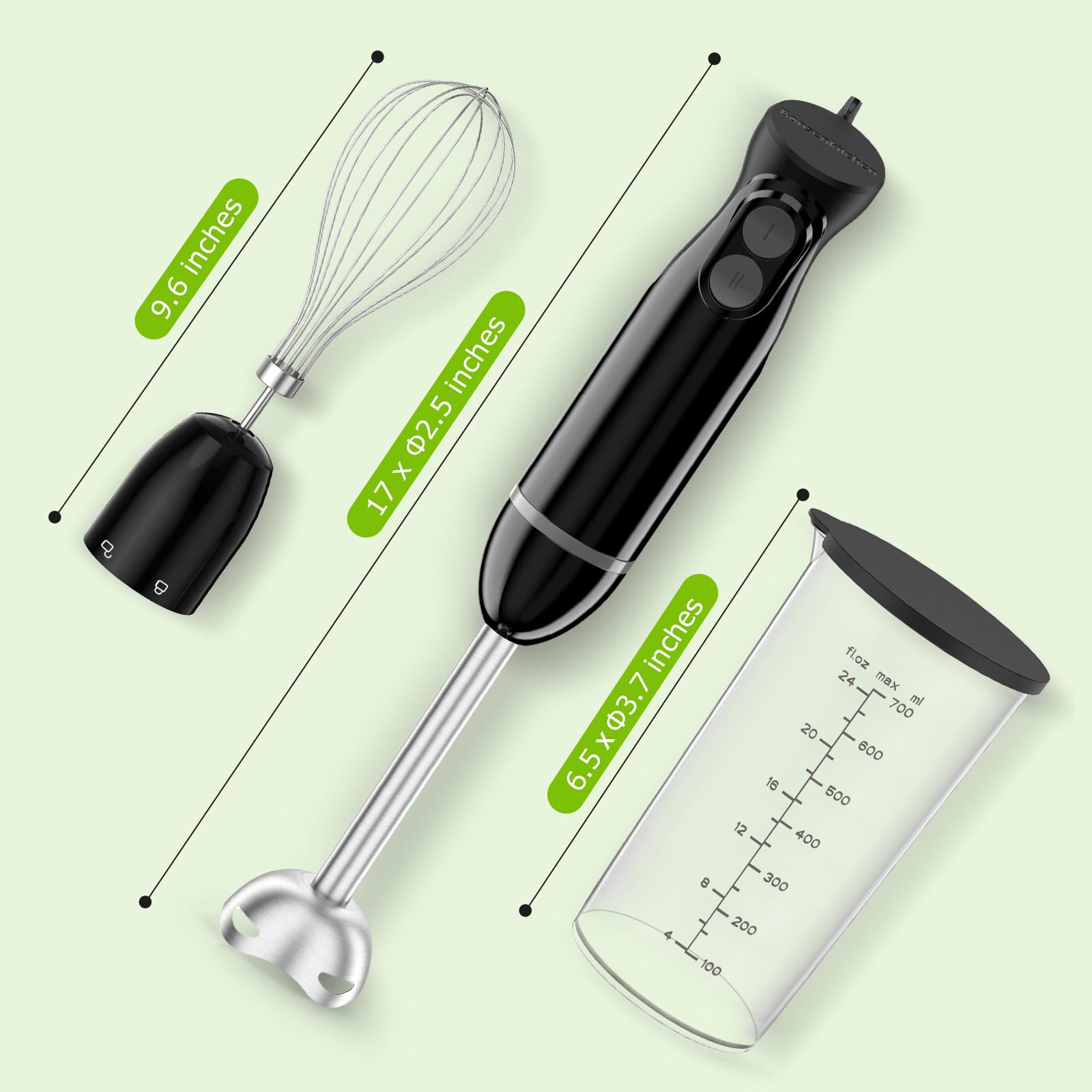 Bonsenkitchen batidora de inmersión con batidor para emulsiones ligeras