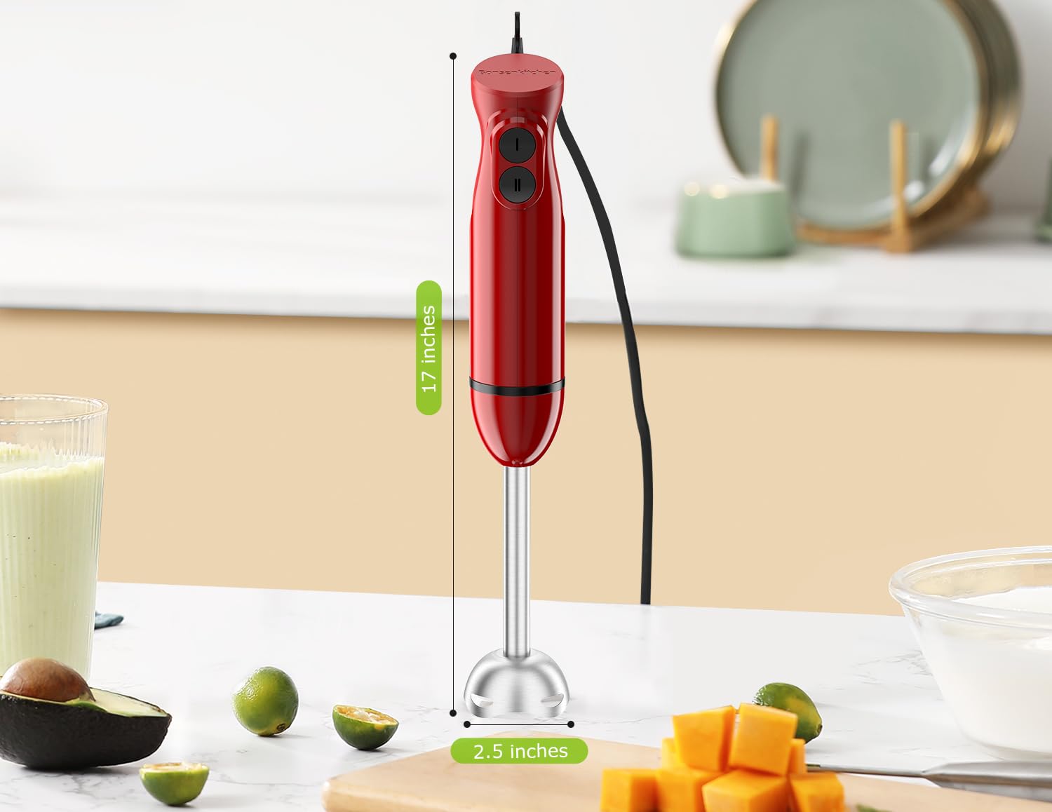 Bonsenkitchen batidora de mano compacta en la encimera de la cocina.