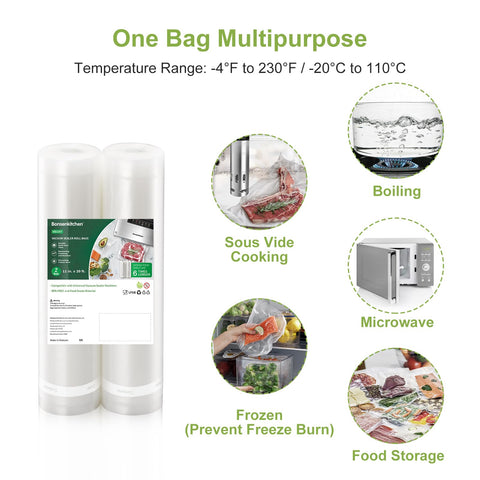 Bonsenkitchen bolsas al vacío texturadas 4 mil para sellado fuerte.