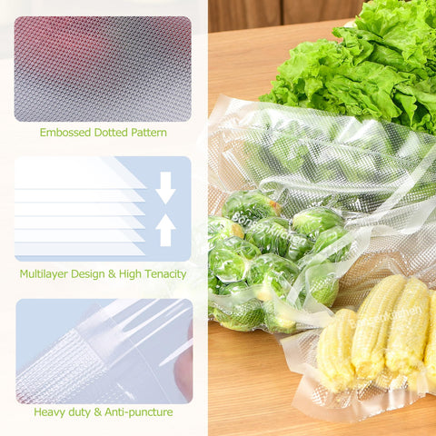 Bonsenkitchen bolsas BPA Free 8in-20ft aptas para microondas y congelación.