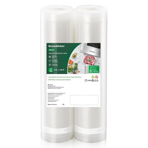 Bonsenkitchen bolsas sellado vacío 8in-20ft para conservar alimentos frescos.