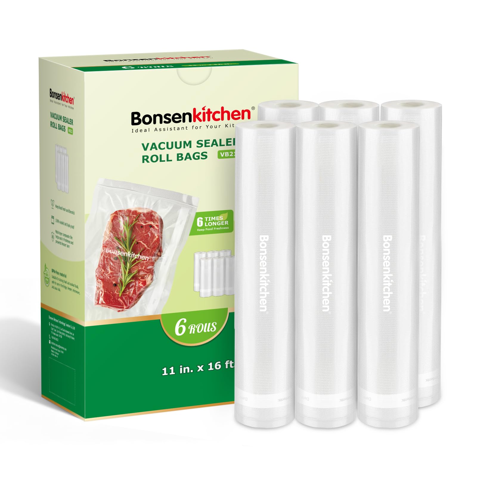 Bonsenkitchen bolsas de vacío 11x16 con estuche color para organización segura