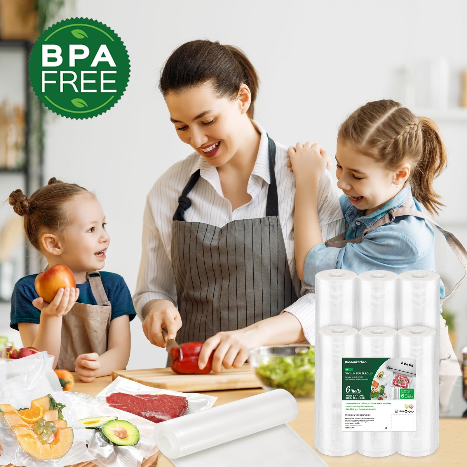 Bonsenkitchen bolsas aptas para cocción al vacío para cocinar con precisión
