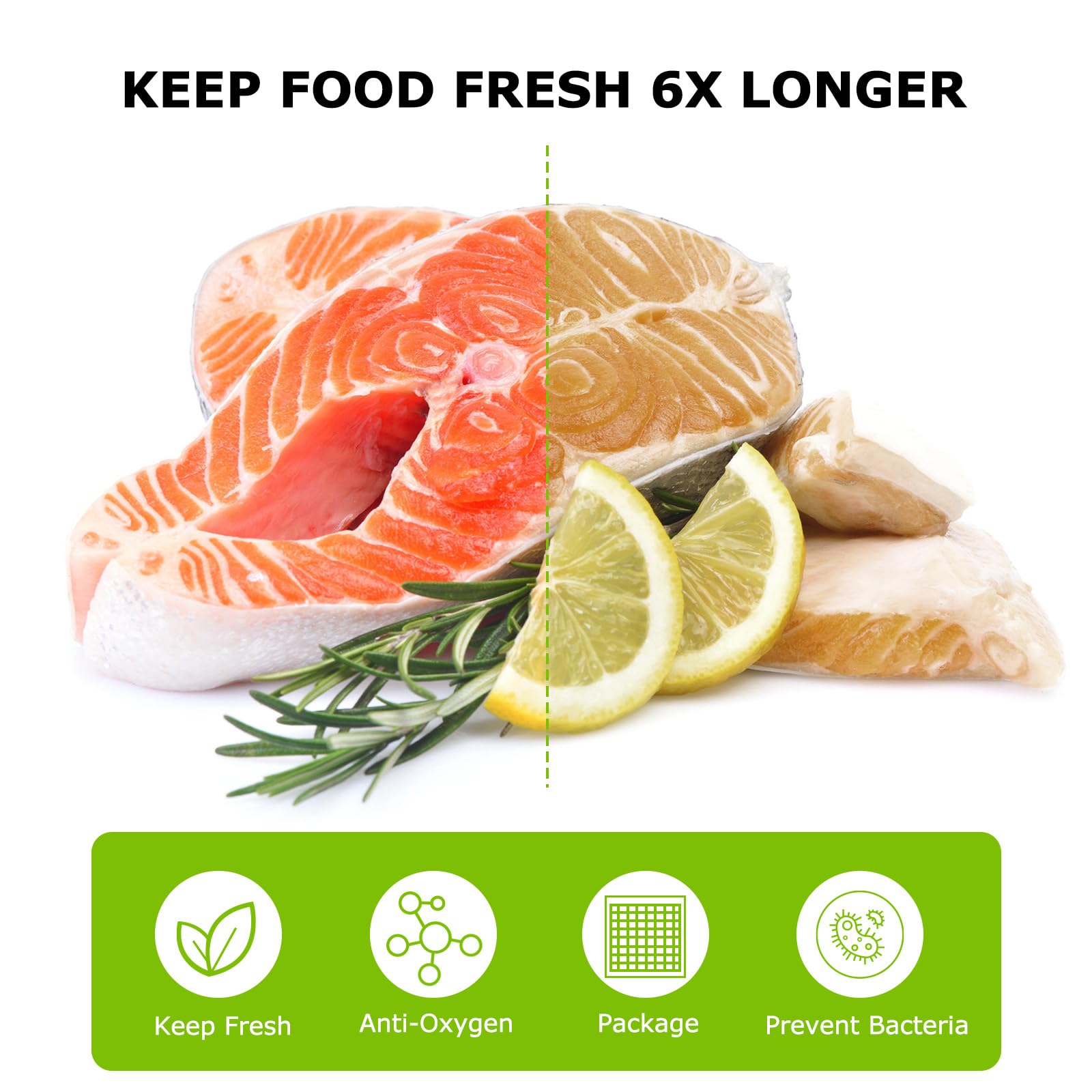 Bonsenkitchen bolsas resistentes al congelado, manteniendo alimentos frescos por más tiempo.