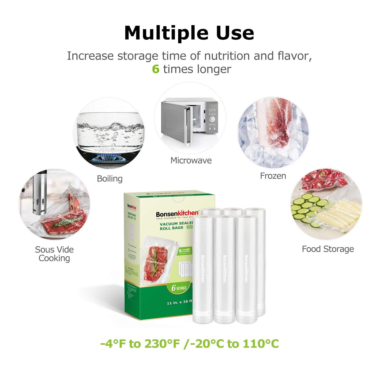 Resistencia de temperatura Bonsenkitchen de -20°C a 110°C para diversas preparaciones