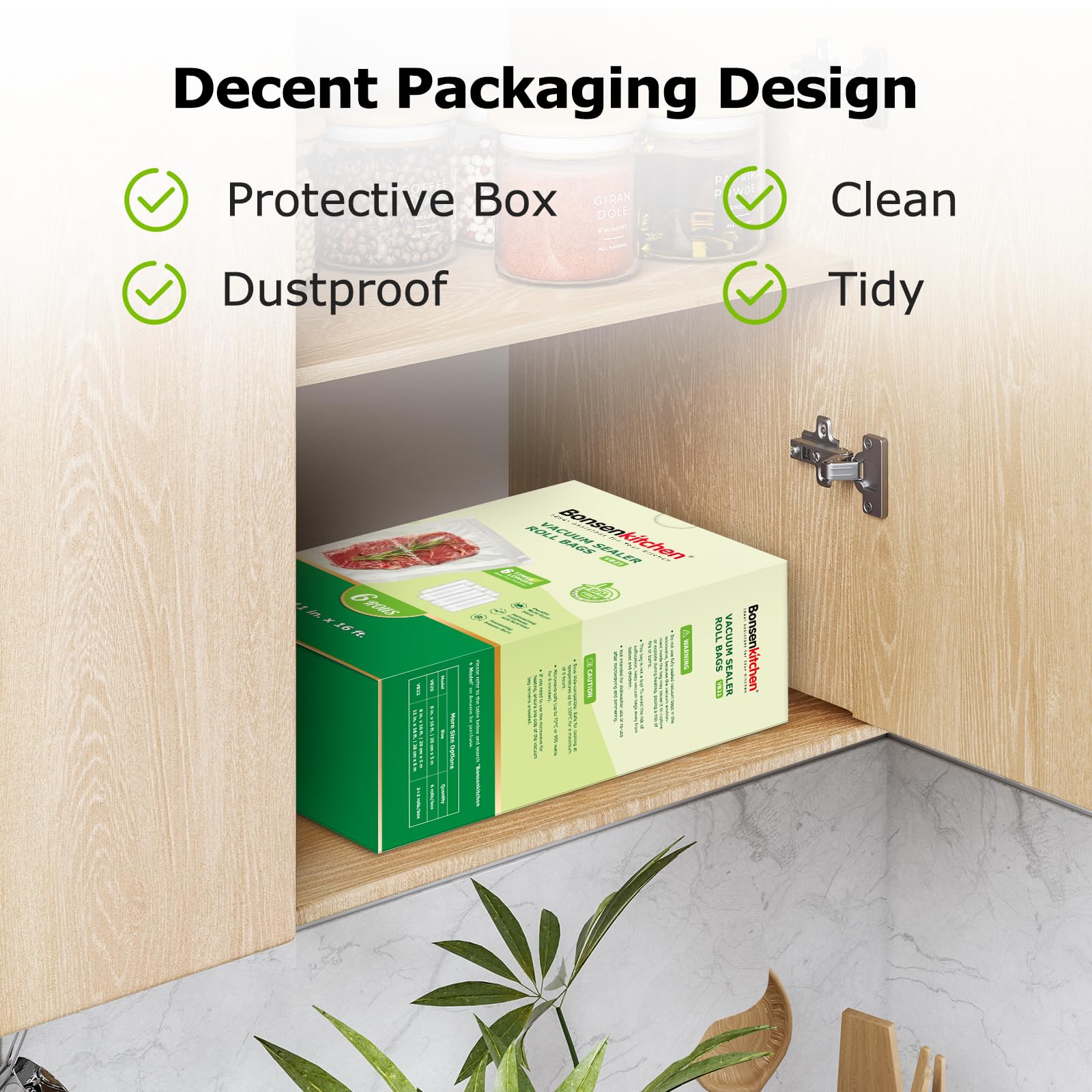 Bolsas tamaño ajustable Bonsenkitchen para porciones variadas