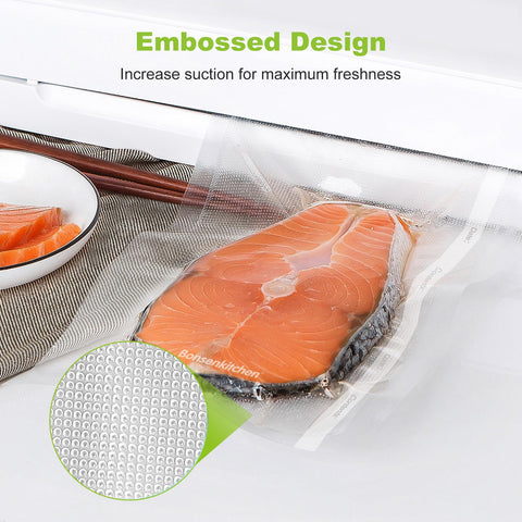 Bonsenkitchen bolsas vacio texturadas, sellado dúplex para conservar frescura