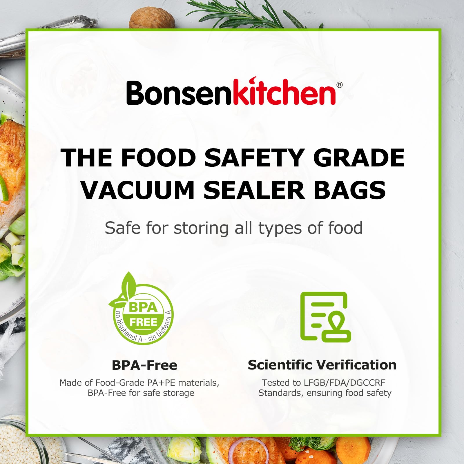 Bonsenkitchen bolsas al vacío para almacenamiento y frescura