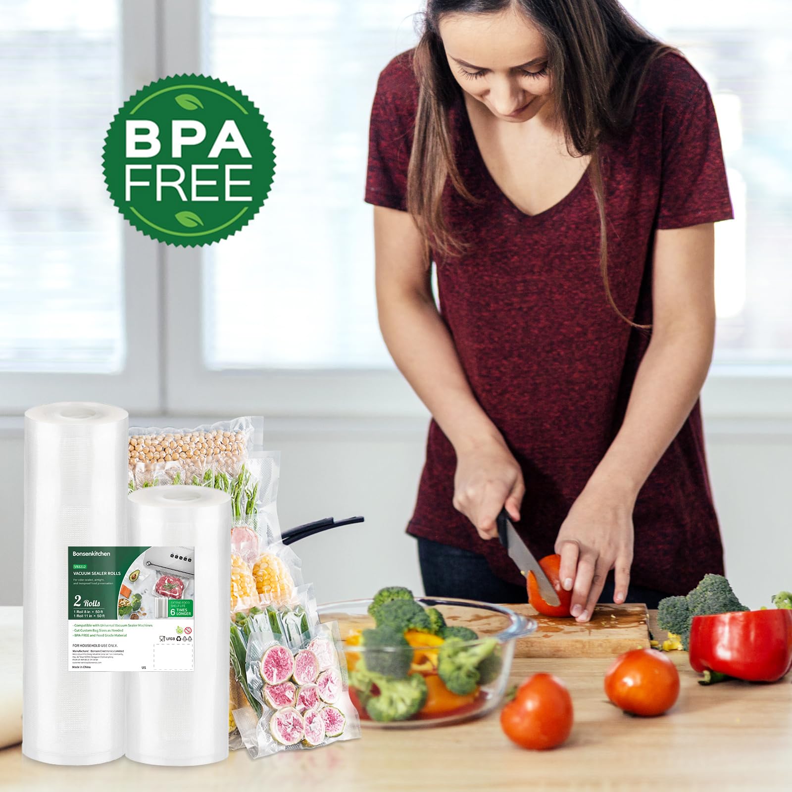 Bonsenkitchen bolsas al vacío con canales de aire en relieve