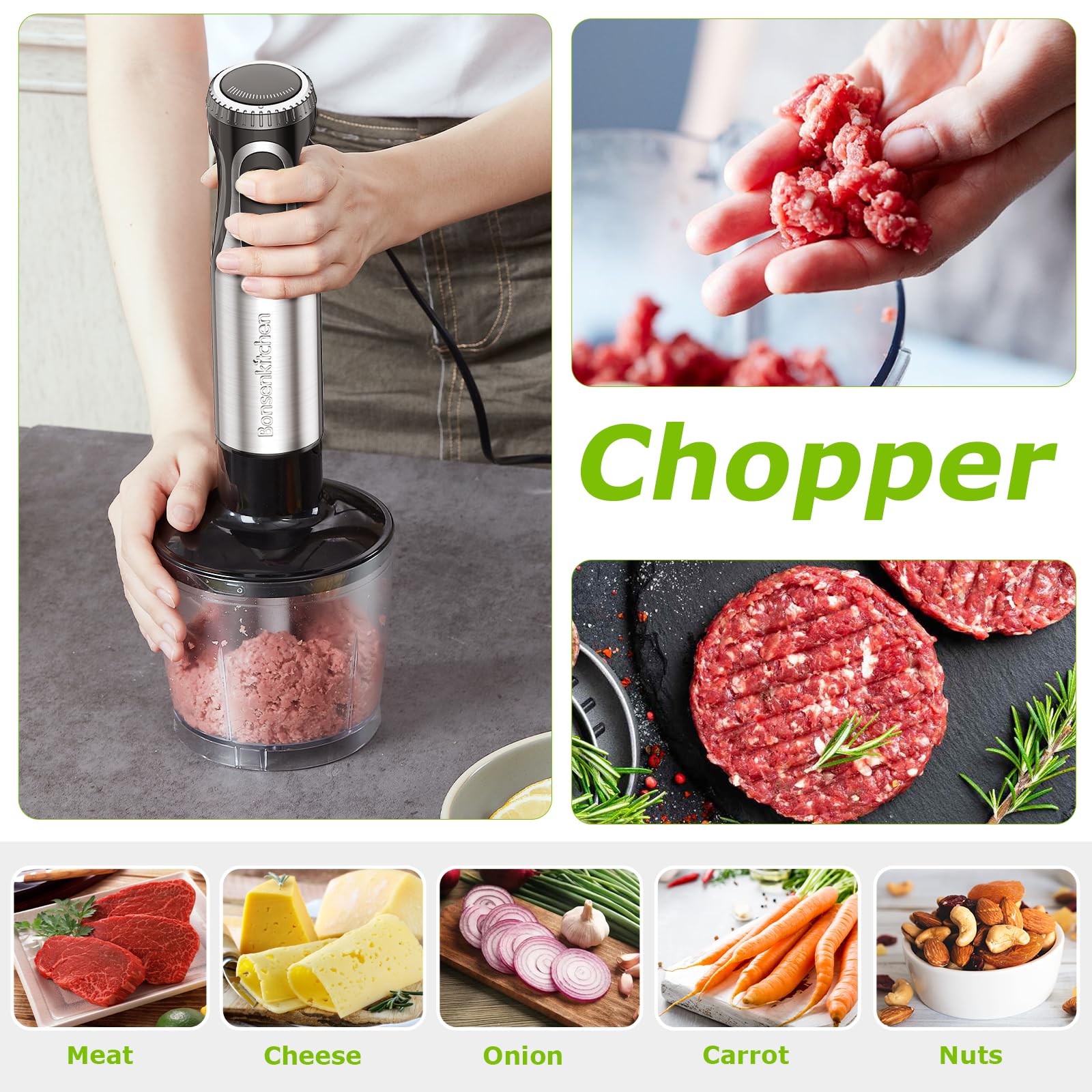 Cuchilla de acero inoxidable Bonsenkitchen con protección anti salpicaduras.