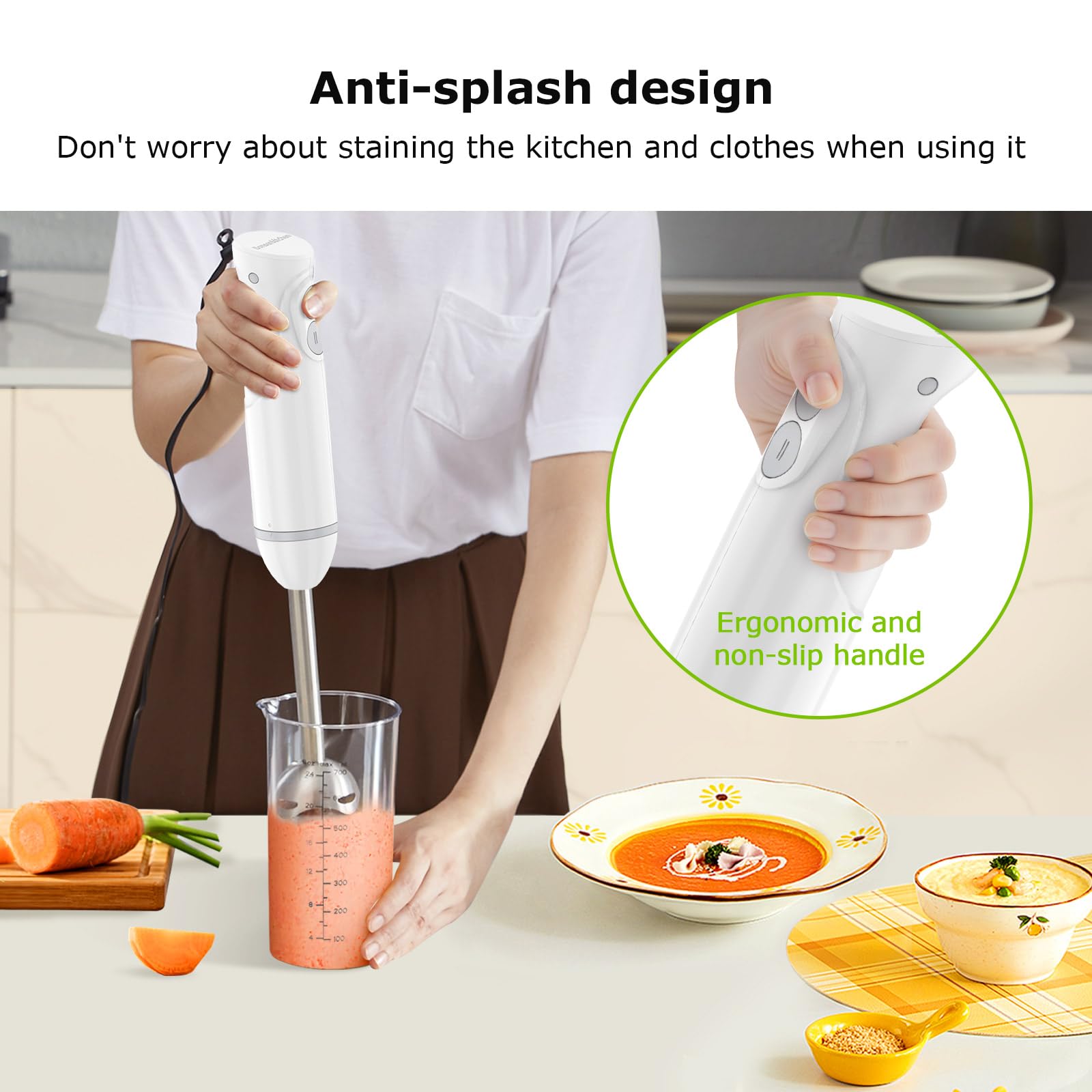 Bonsenkitchen cuchillas de 4 hojas para mezclas suaves y uniformes.