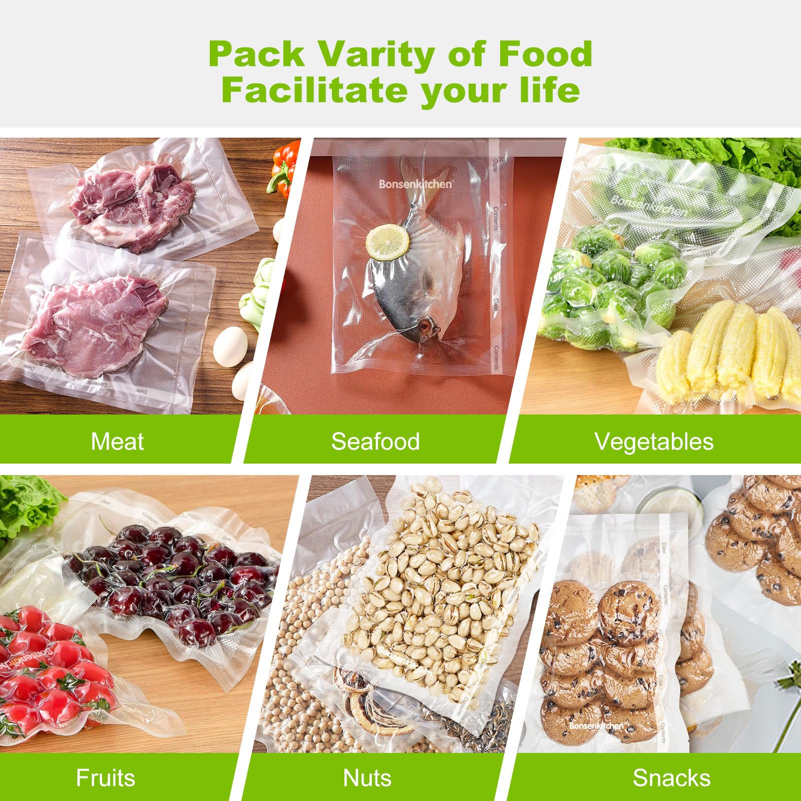 Bonsenkitchen materiales libres de BPA, seguros para almacenamiento prolongado