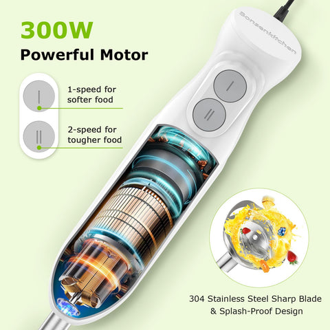 Bonsenkitchen motor de 300 W para mezclas rápidas y consistentes