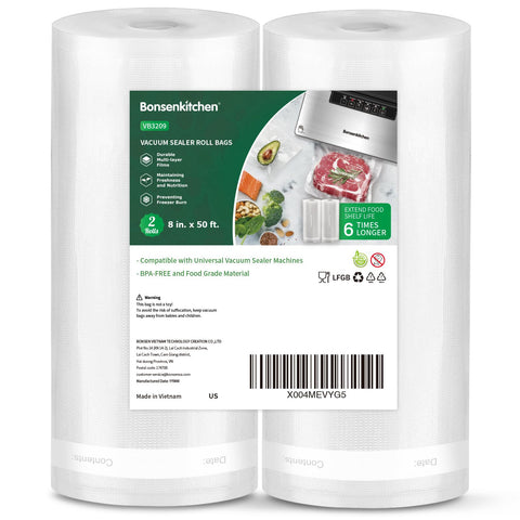 Bonsenkitchen rollos 8x50, permiten almacenar porciones grandes para refrigerar fácilmente