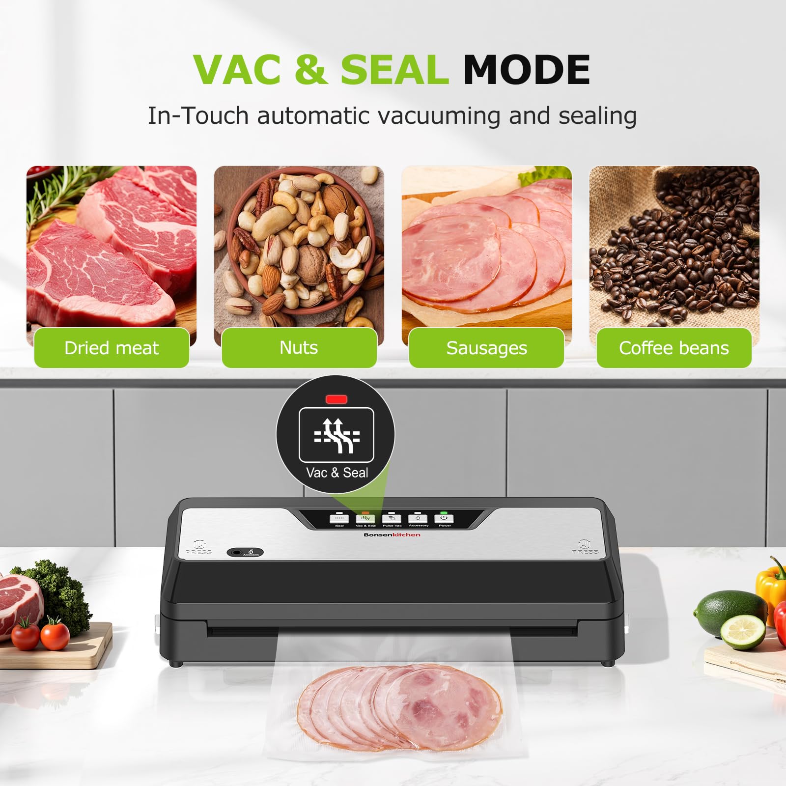 Bonsenkitchen sellador al vacío incluye bolsas y rollo para empezar
