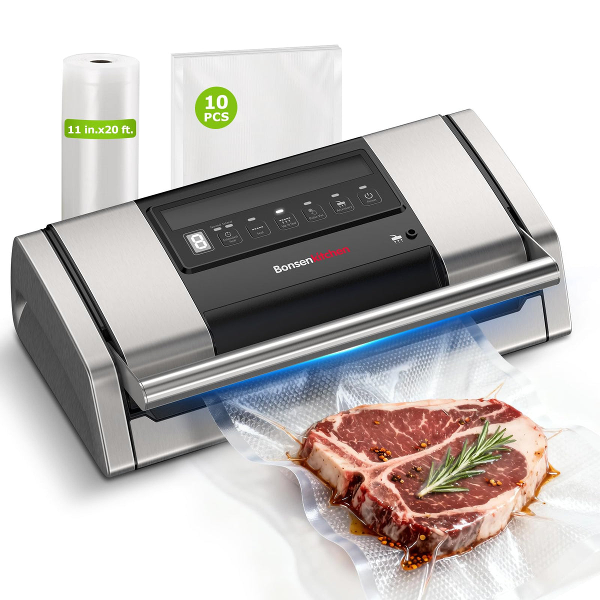 Bonsenkitchen sellador al vacío con mango ergonómico para uso cómodo